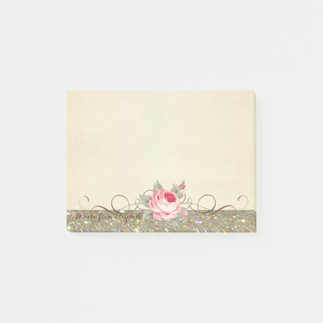 Bloco Post-it Fofa Adorável Estilosa Elegante Rosa (Frente)