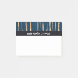 Bloco Post-it Folha Azul Elegante e Folha de Ouro Faux