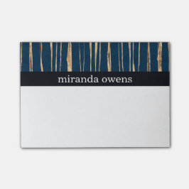Bloco Post-it Folha Azul Elegante e Folha de Ouro Faux