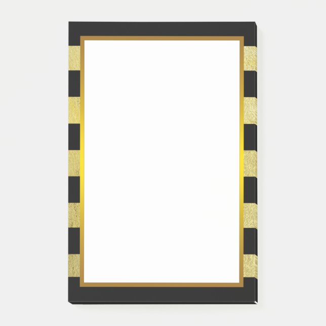 Bloco Post-it Folha de ouro Black Stripe limpo (Frente)