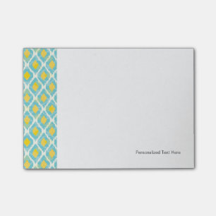 Bloco Post-it Forma amarela azul do ikat tribal moderno
