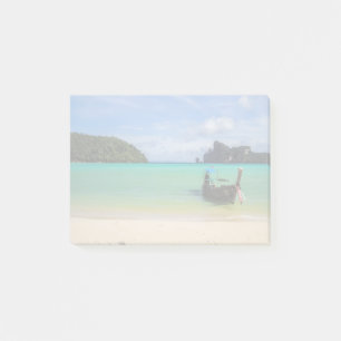 Bloco Post-it Foto de praia de Viagem da Tailândia com barco de