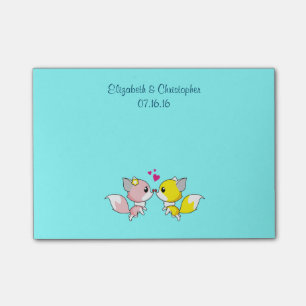 Bloco Post-it Fox Casal Kissing Favor do Casamento