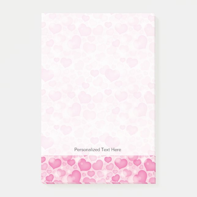 Bloco Post-it Fundo com Corações (Frente)