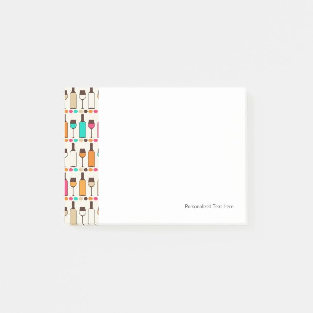 Bloco Post-it Garrafas de vinho retrô e ógrados (Frente)