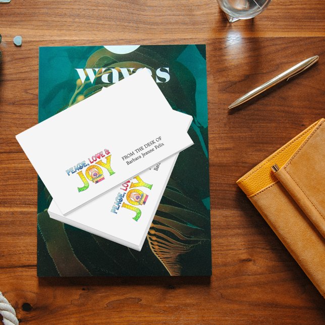 Bloco Post-it Gatinho de Paz, Amor e Alegria com Livros (Criador carregado)