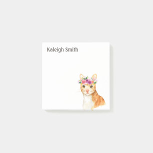 Bloco Post-it Gato Castanho Personalizado Gatinho Púrpura Cor-d