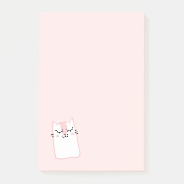 Bloco Post-it Gato de Gatinho Dormindo Rosa (Frente)