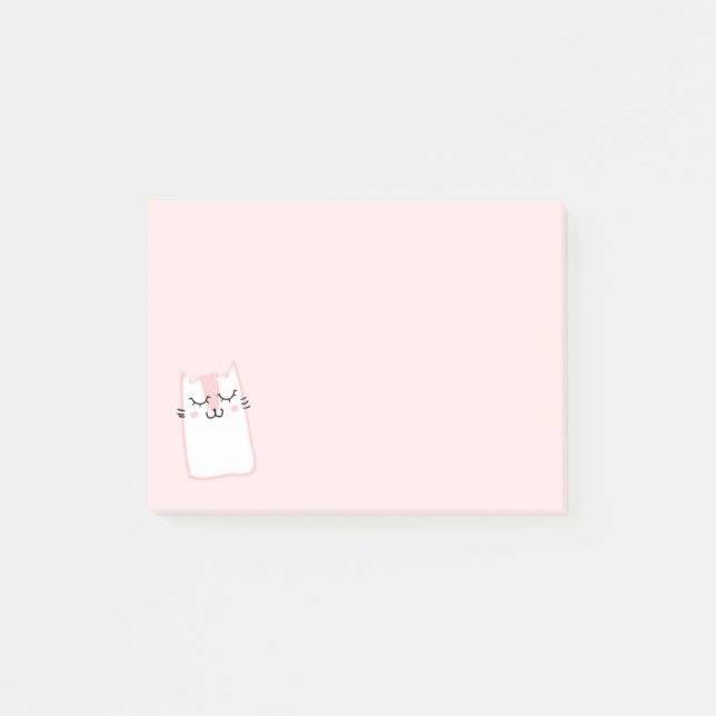 Bloco Post-it Gato de Gatinho Dormindo Rosa (Frente)