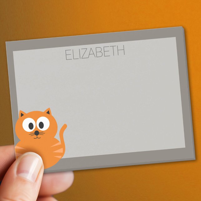 Bloco Post-it Gato de Gordura Laranja Cura com Taupe Personaliza (Custom Post It Notepad)