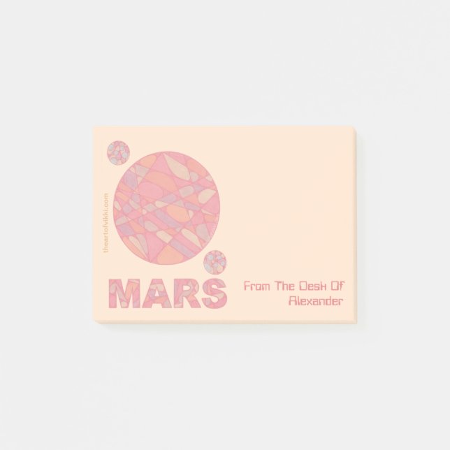 Bloco Post-it Geek de Z Marte planeta vermelho as notas (Frente)