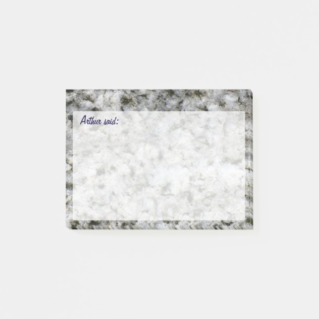 Bloco Post-it Geologia White Granite Rock Textura com Texto (Frente)