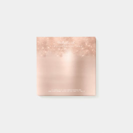Bloco Post-it Glitter Sparkly Skinny Rosa Dourado Pó Glama Branc