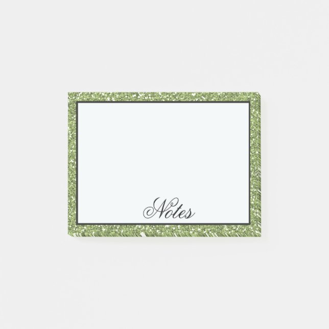 Bloco Post-it Glitter verde (Frente)