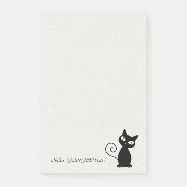 Bloco Post-it Glittery Black Whimsical Quirky - Hello Gorgeous (Frente)