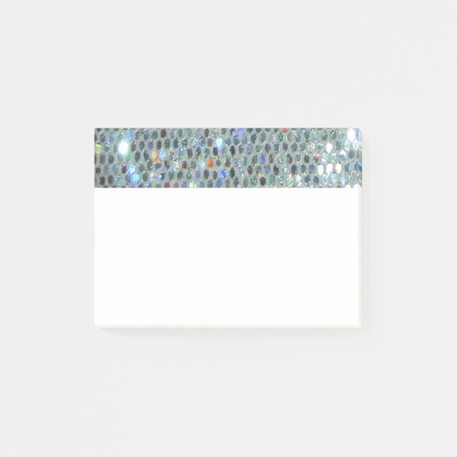 Bloco Post-it Glitzy Sparkly Silver Glitter Bling (Frente)