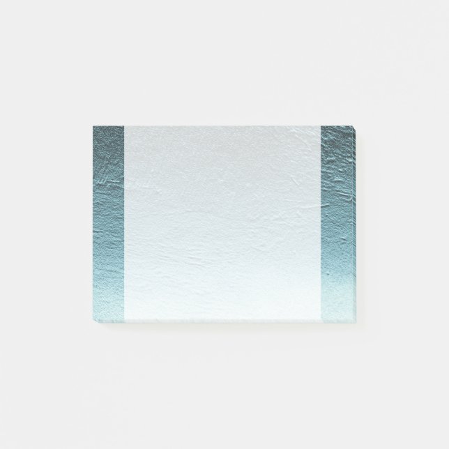 Bloco Post-it Grunge de alumínio com gradiente de folha aqua azu (Frente)