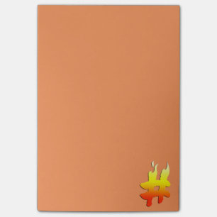 Bloco Post-it #HASHTAG - Símbolo de etiqueta de hash em fogo