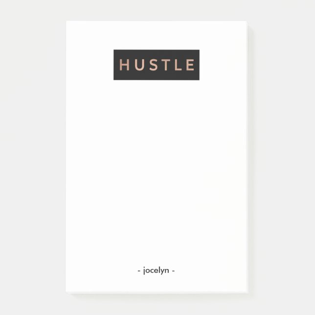 Bloco Post-it Hustle| Branco e Rosa Modernos (Frente)