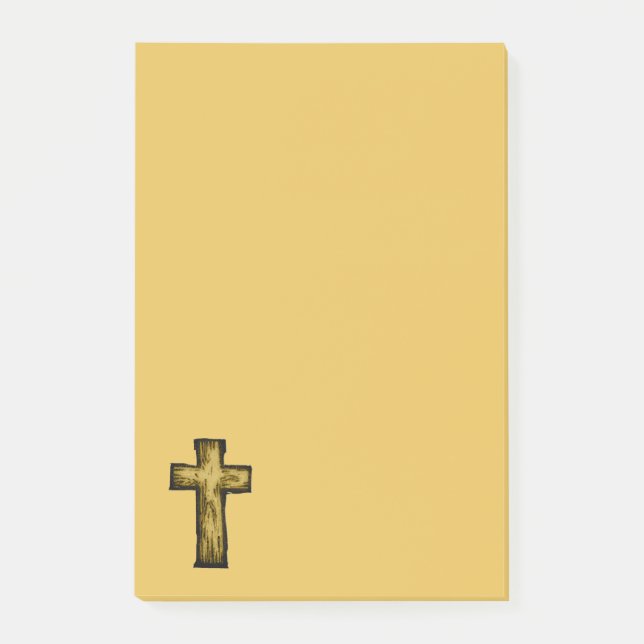 Bloco Post-it Ilustração da Cruz de Madeira Marrom (Frente)