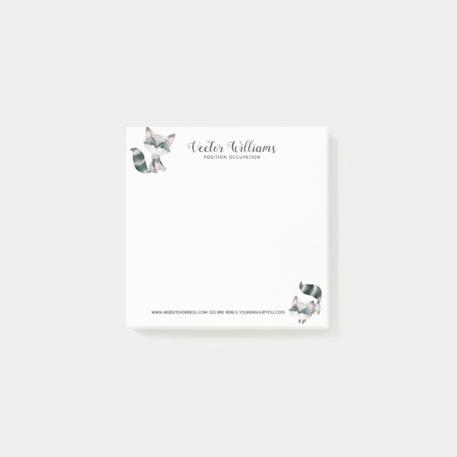 Bloco Post-it Ilustração de Aquarelas de Gato Gato (Frente)