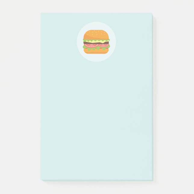 Bloco Post-it Ilustração de Hambúrguer com Tomate e Alface (Frente)