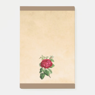 Bloco Post-it Ilustração de Rosa Vermelha em um Fundo Bege
