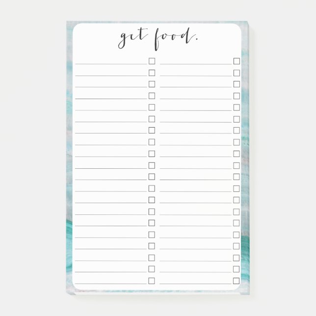 Bloco Post-it Impressão De Onda De Pedra Granita Turquesa (Frente)