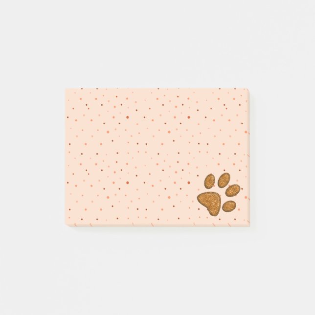 Bloco Post-it impressão em pata de gato cintilante - laranja (Frente)