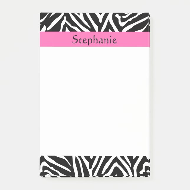 Bloco Post-it Impressão em zebra preto, branco e rosa-quente per (Frente)