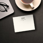 Bloco Post-it Iniciais Limpos Mínimos Neutro<br><div class="desc">Design limpa. Suas iniciais em bege e posto castanho.</div>