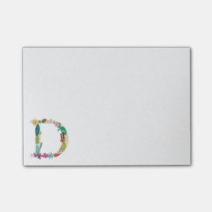 Bloco Post-it Inicial floral do monograma da letra - D -