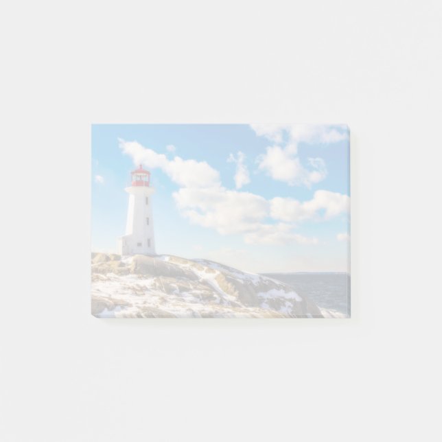 Bloco Post-it Inverno do farol | na angra de Peggy, Nova Escócia (Frente)