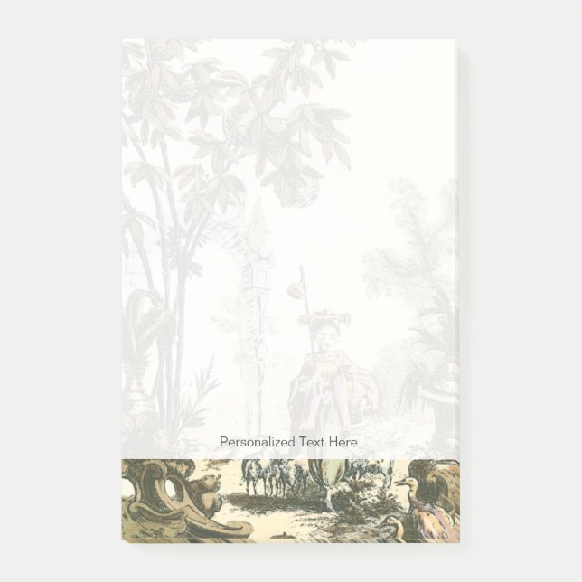 Bloco Post-it Jardim Asiático com Mulher e Animais (Frente)