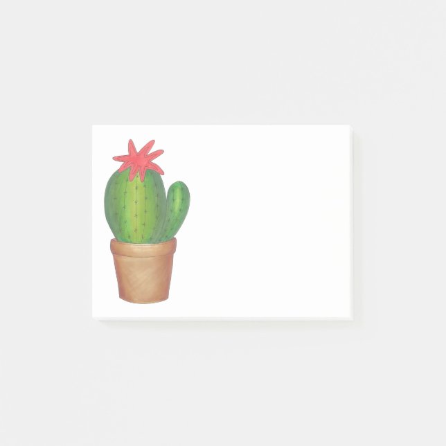 Bloco Post-it Jardim da Flor de Cactus, Prickly, com Planta Verd (Frente)
