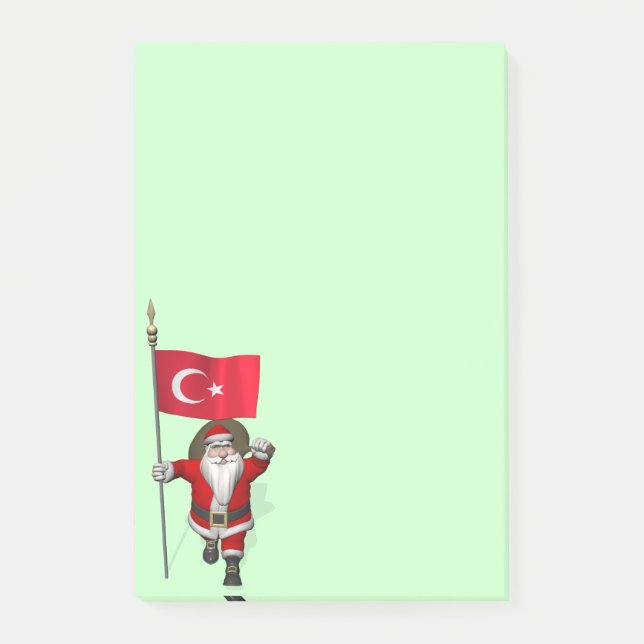 Bloco Post-it Jolly Santa Claus Com Bandeira Da Turquia (Frente)