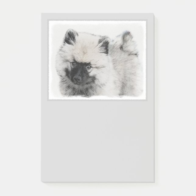 Bloco Post-it Keeshond Puppy Drapy - Arte Cachorro Original Boni (Frente)