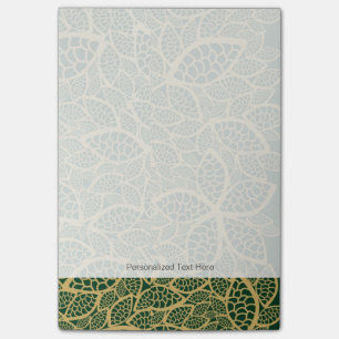 Bloco Post-it Laço dourado da folha no fundo verde