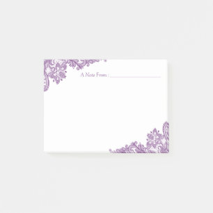 Bloco Post-it Laço floral roxo da lavanda elegante