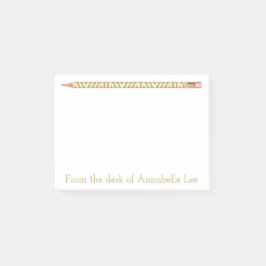 Bloco Post-it Lápis Dourado três