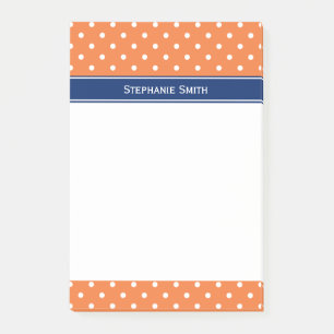Bloco Post-it Laranja, Bolinhas branca com azul real