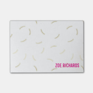 Bloco Post-it Lashes Dourados e nome personalizado magenta