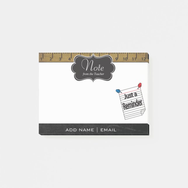 Bloco Post-it Lembrete do Professor Escolar | DIGITAR Texto (Frente)