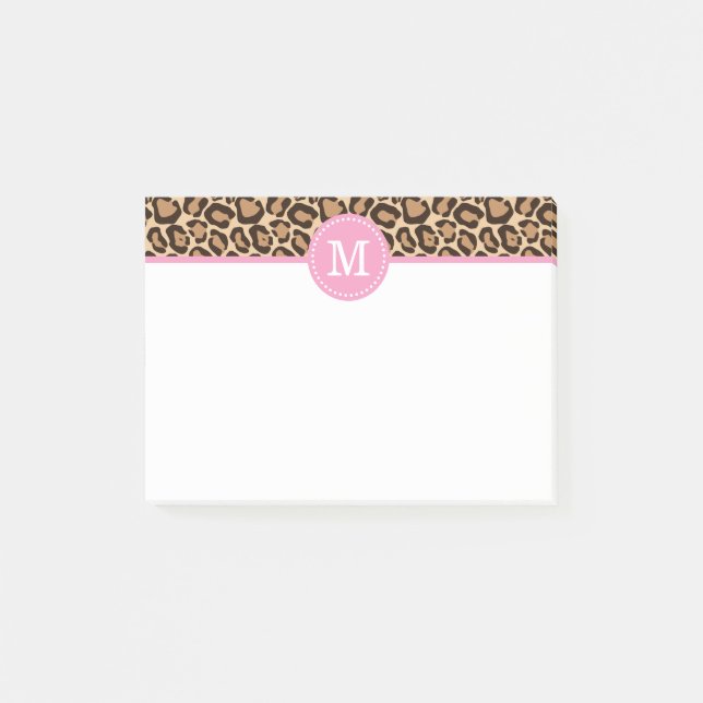 Bloco Post-it Leopardo - Impressão e Monograma Personalizado Ros (Frente)