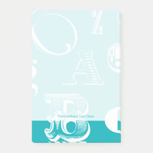 Bloco Post-it Letras Decorativas em Fundo Azul