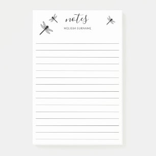 Bloco Post-it Libélulas Voadoras & Título Personalizado e Nome c