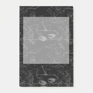 Bloco Post-it Libra Constelação Hevelius 1690 Mapa em Preto
