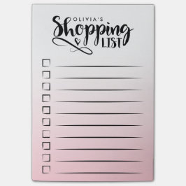 Bloco Post-it Lista de Compras Rosa Personalizada