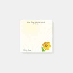 Bloco Post-it Lista de Fotografia Floral de Tulipas Amarelas Cuj