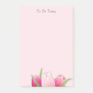 Bloco Post-it Lista de Tulipas/Flores Rosa a Fazer